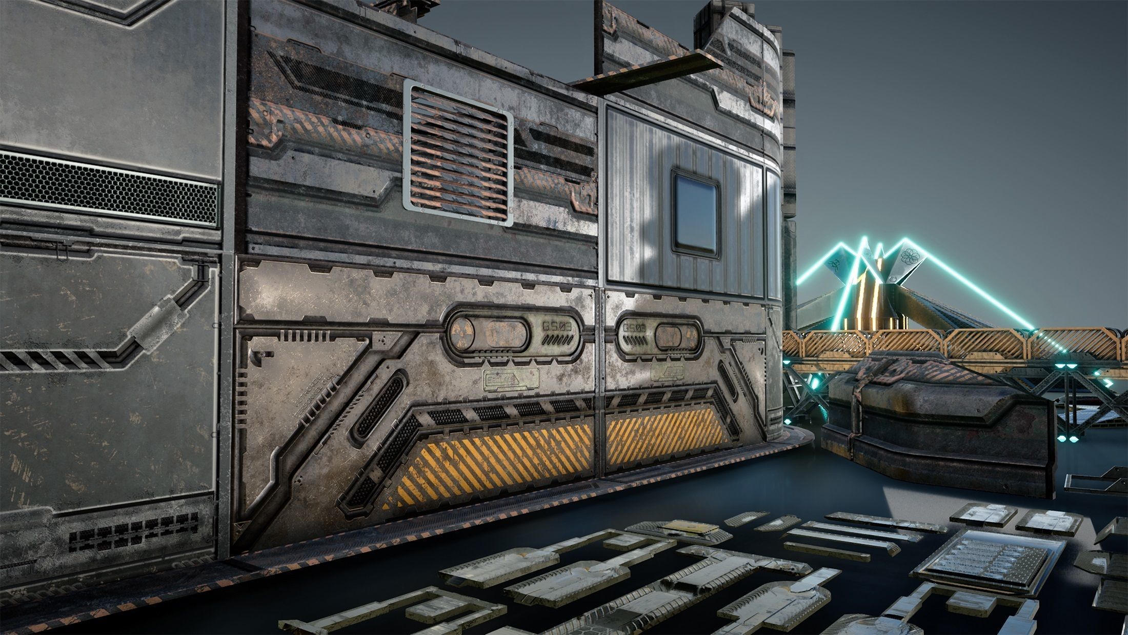 sci-fi  modular building -  cyberpunk construction 3D Model Collection_15