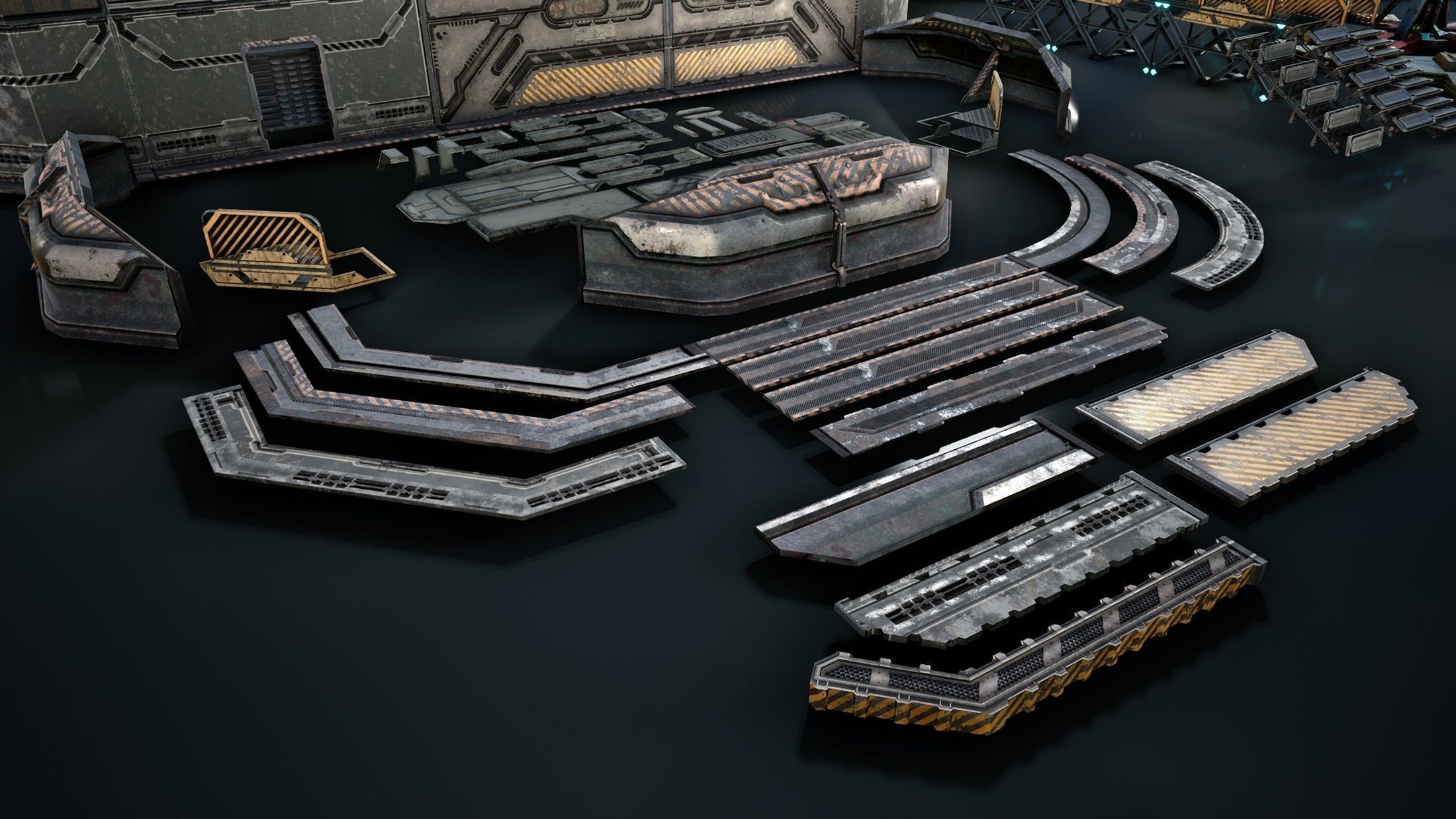 sci-fi  modular building -  cyberpunk construction 3D Model Collection_35