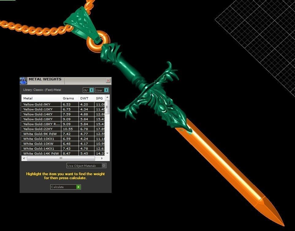 beautyful  pendant sword 3D print model_5