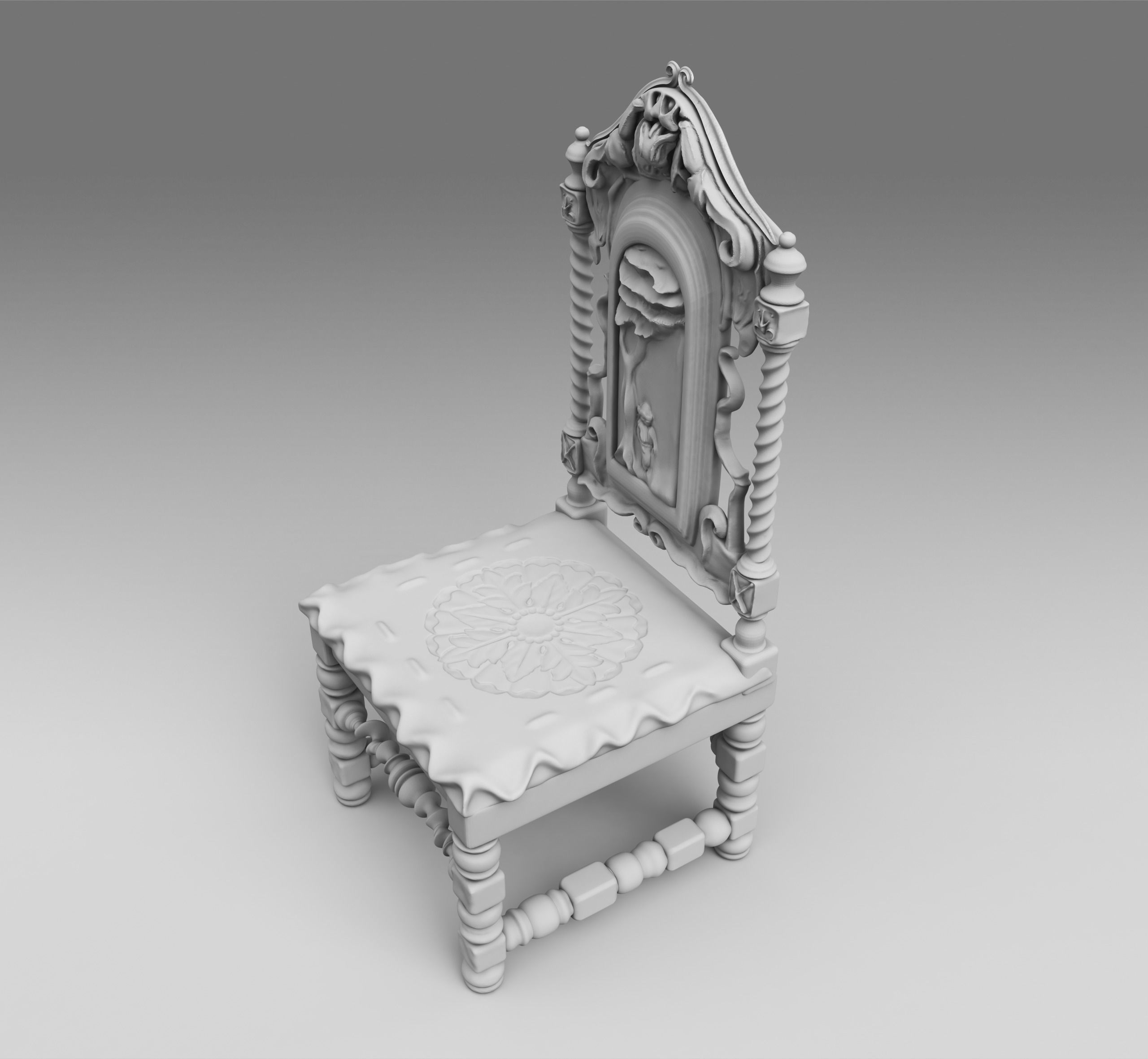 Medieval chair 3D print model_1