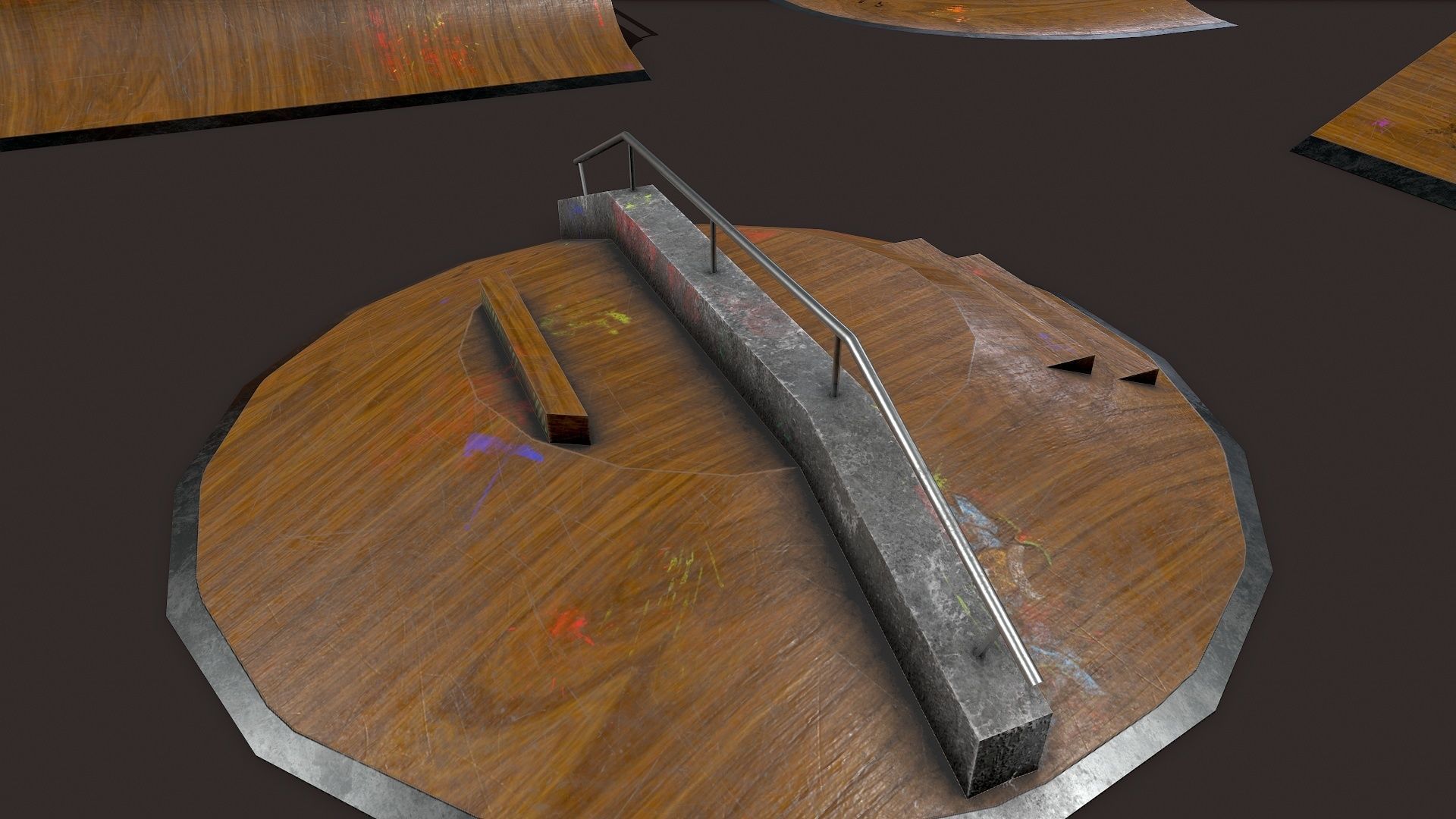 Lowpoly Modular Skatepark - 13 different ramps Low-poly 3D model_14