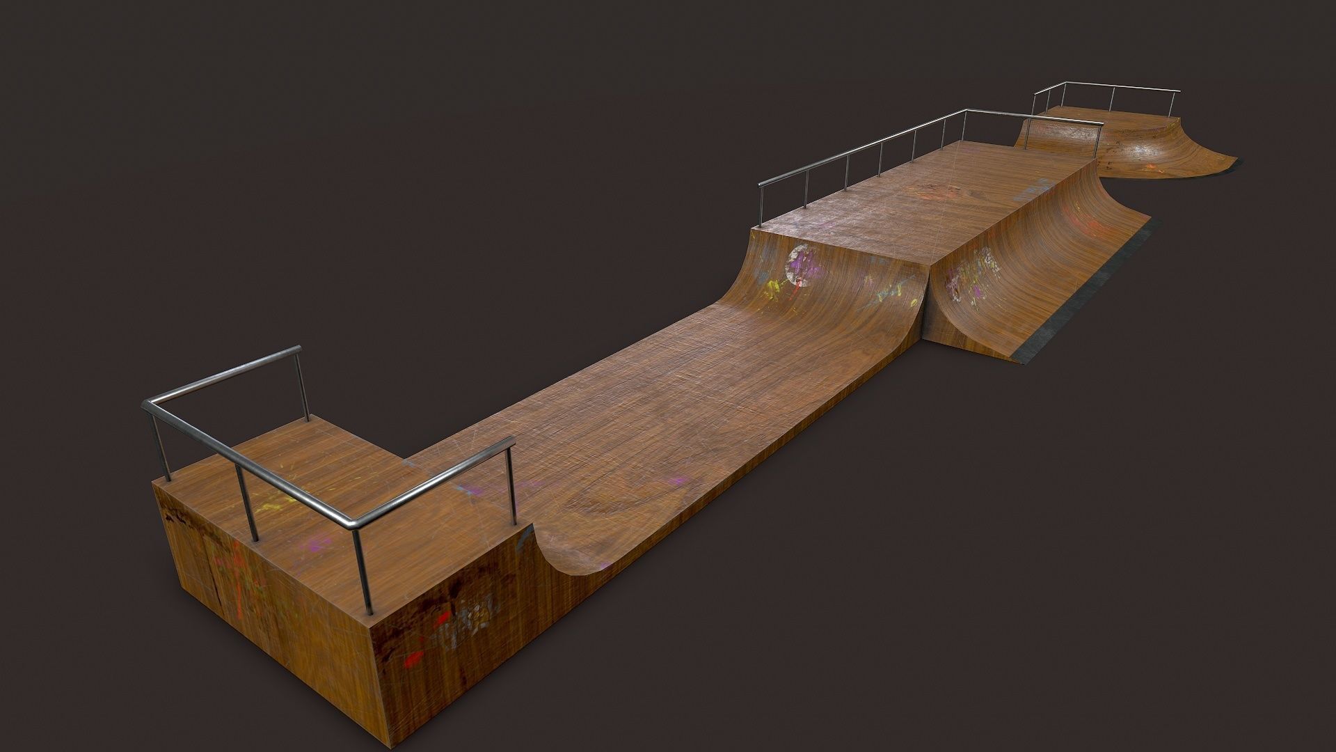 Lowpoly Modular Skatepark - 13 different ramps Low-poly 3D model_6