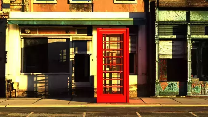 Telephone Booth 3d Model With Textures 3D model