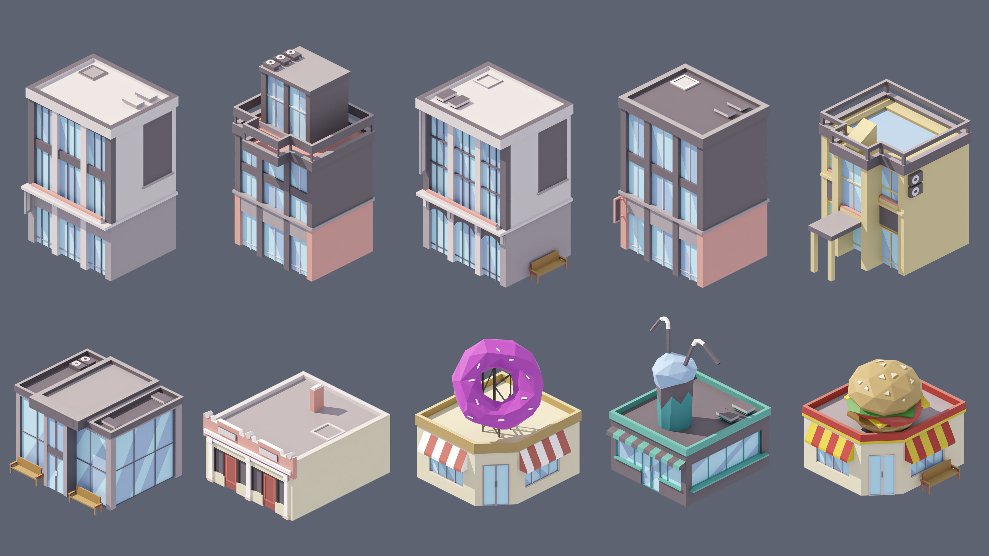Industrial City Low-poly 3D model_29