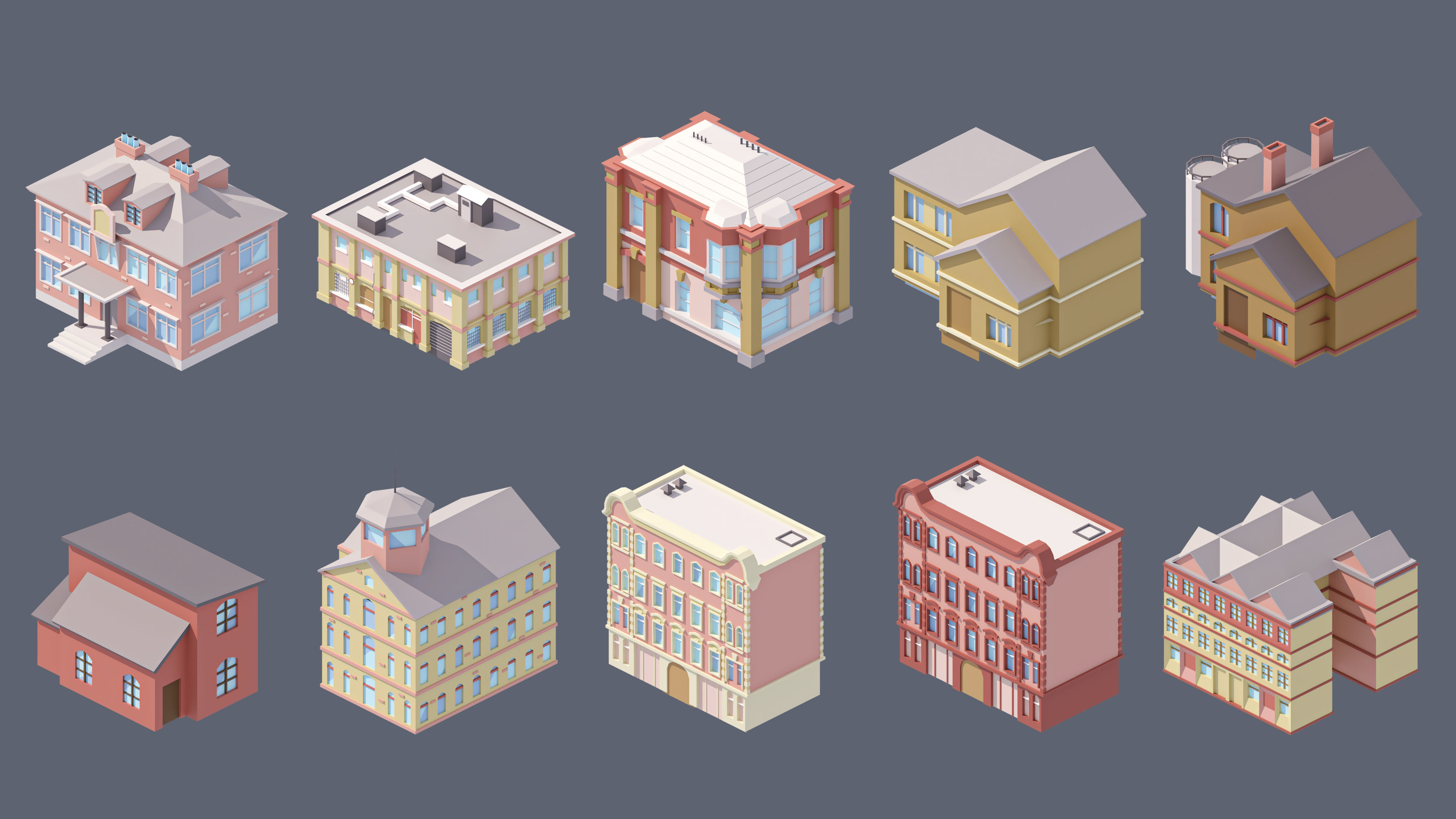 Industrial City Low-poly 3D model_26