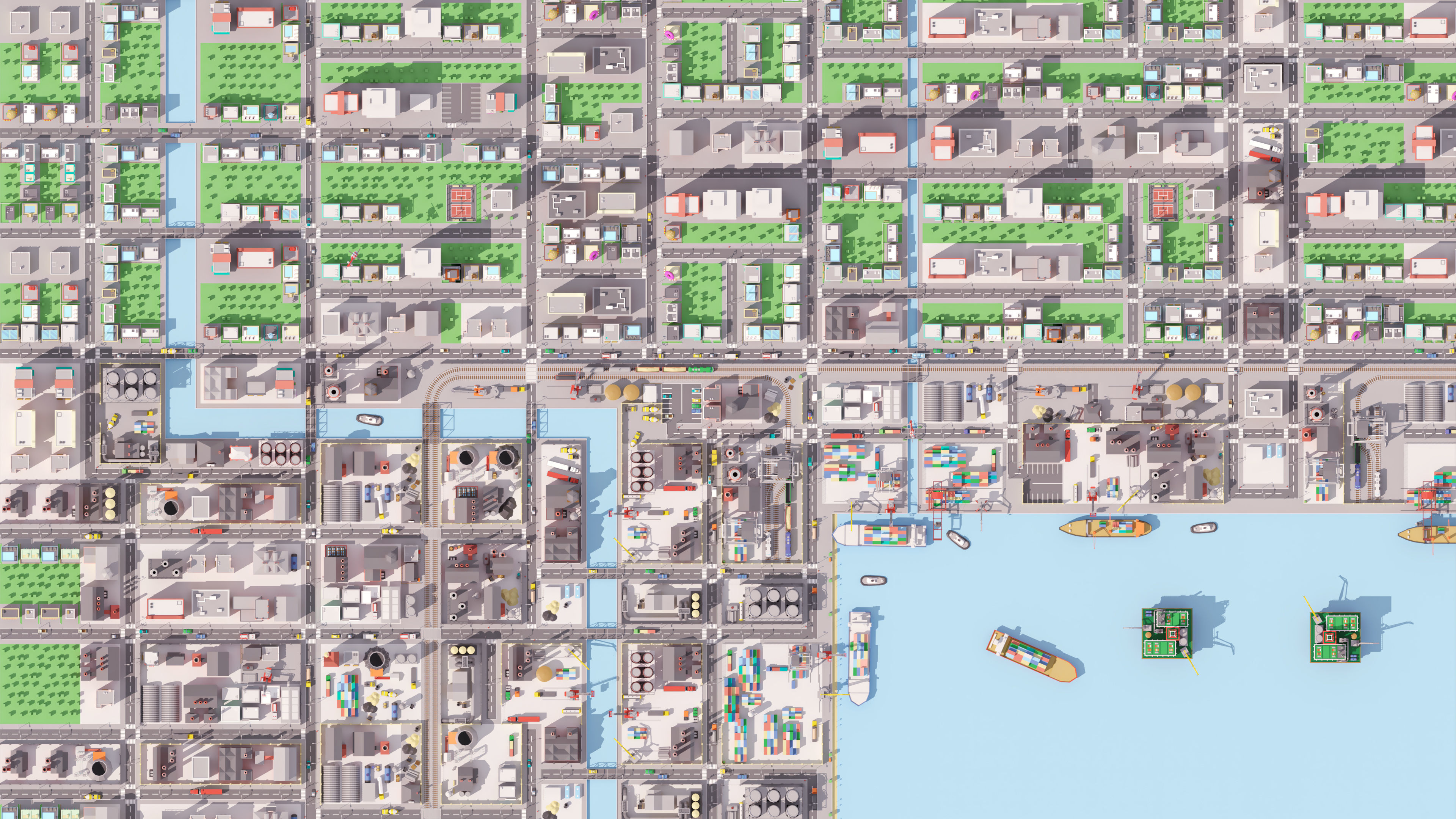 Industrial City Low-poly 3D model_24