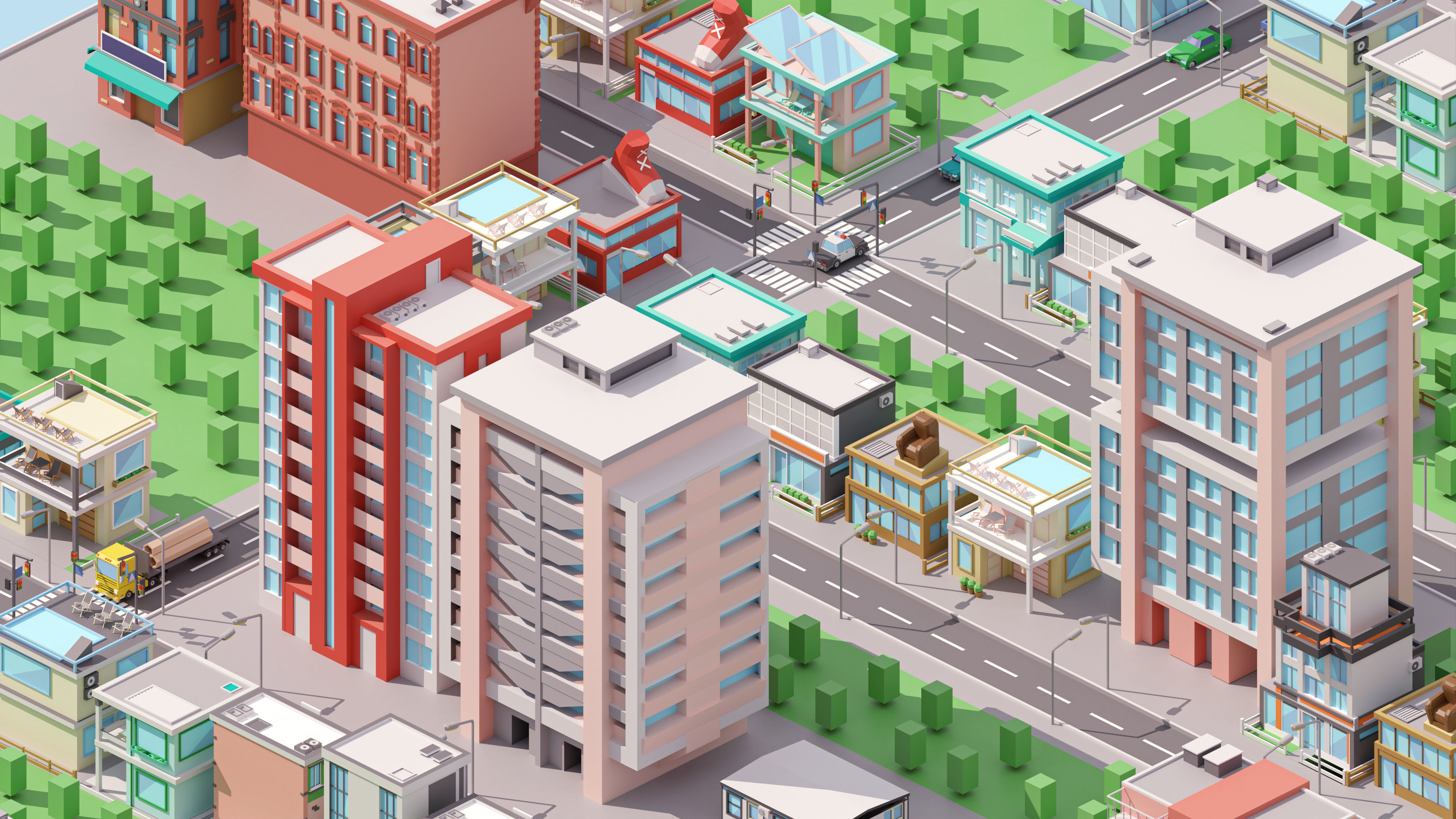 Industrial City Low-poly 3D model_23