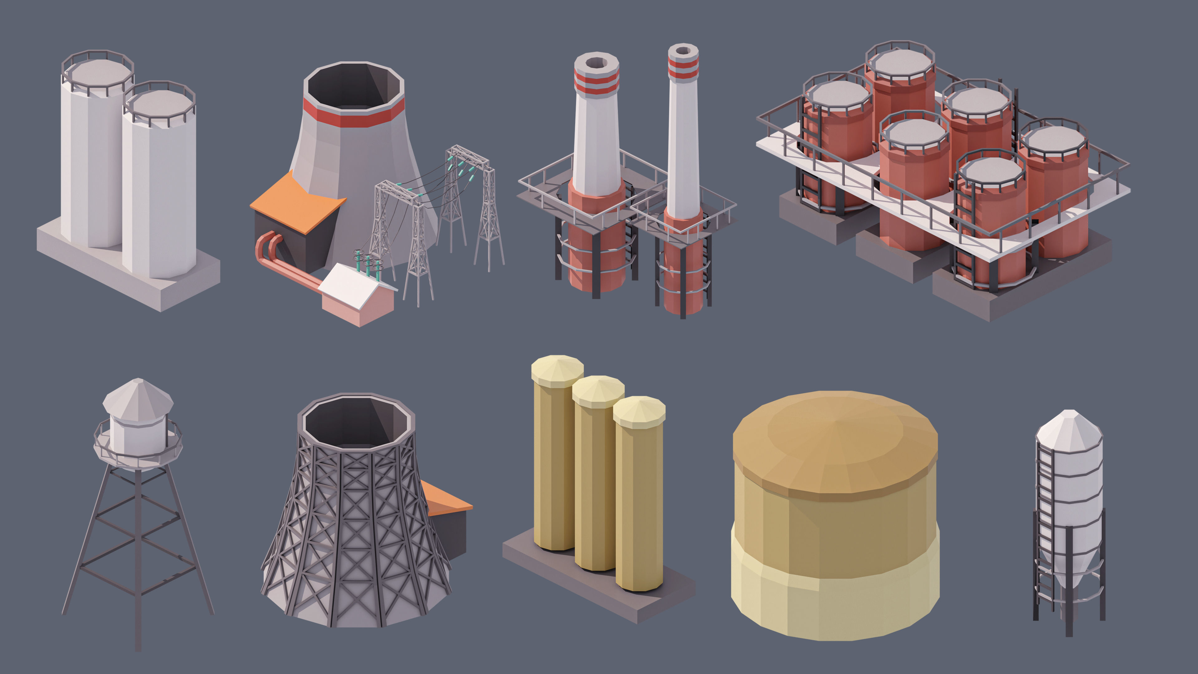 Industrial City Low-poly 3D model_57