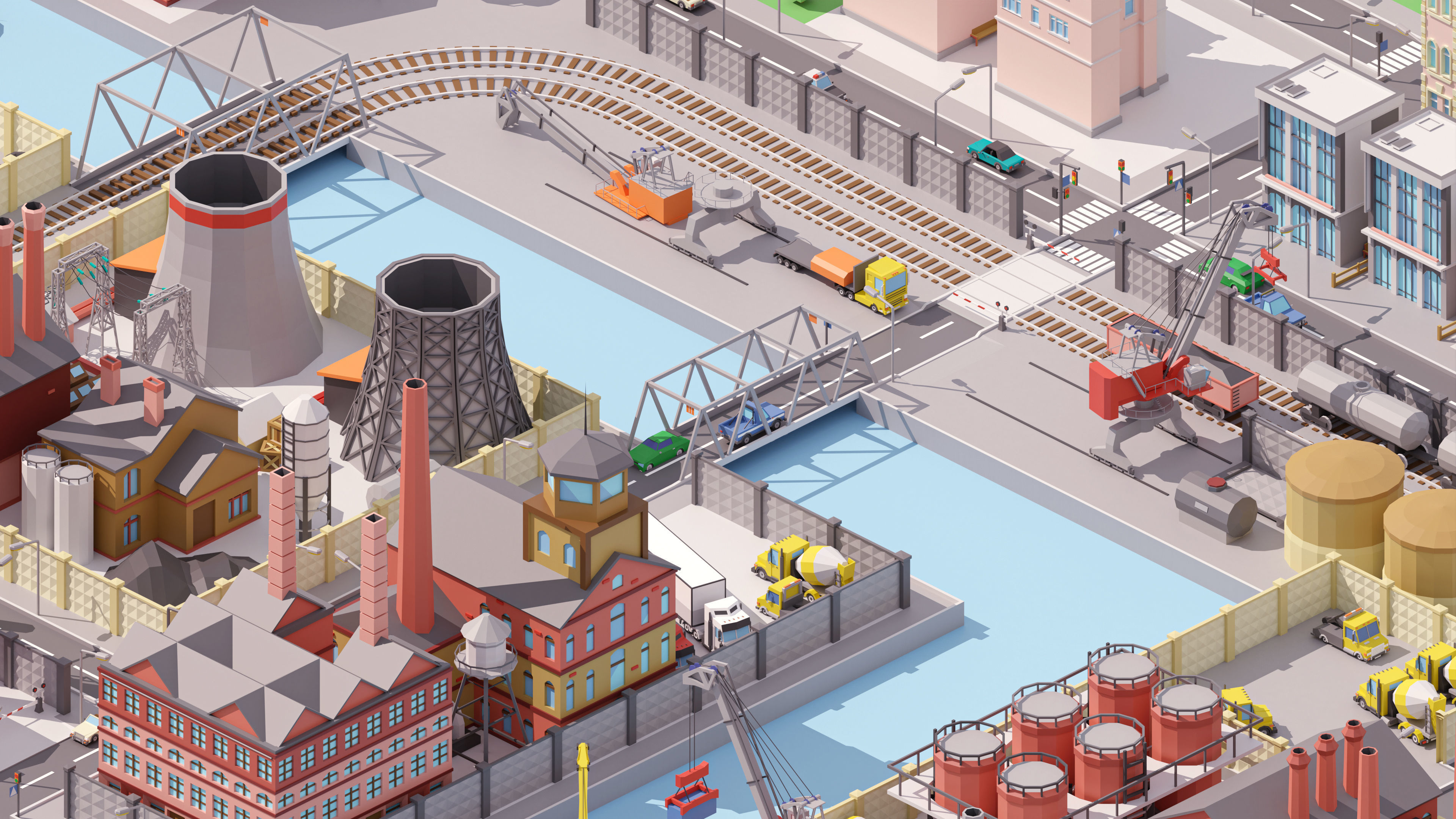 Industrial City Low-poly 3D model_21
