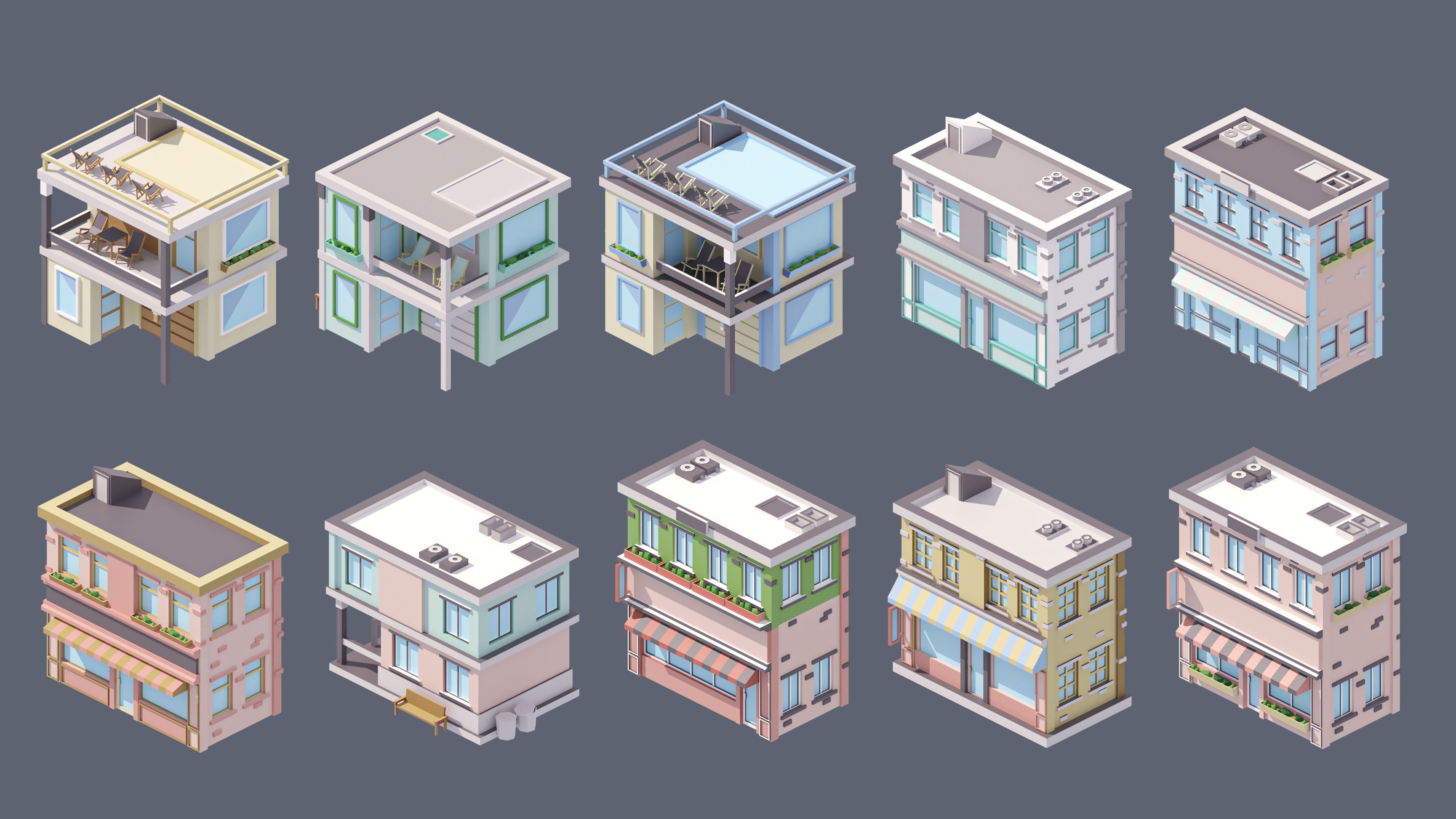 Industrial City Low-poly 3D model_30