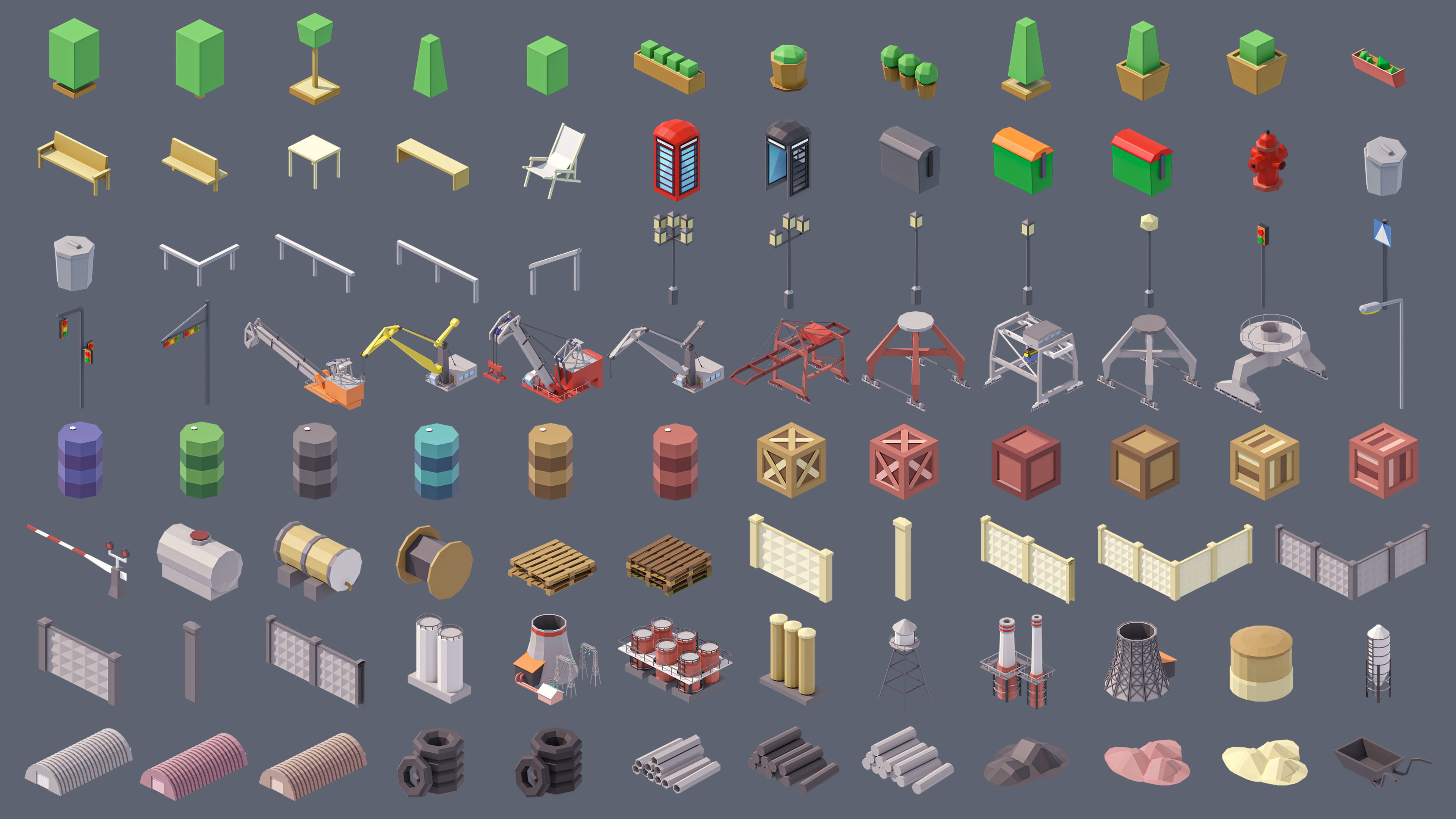 Industrial City Low-poly 3D model_6