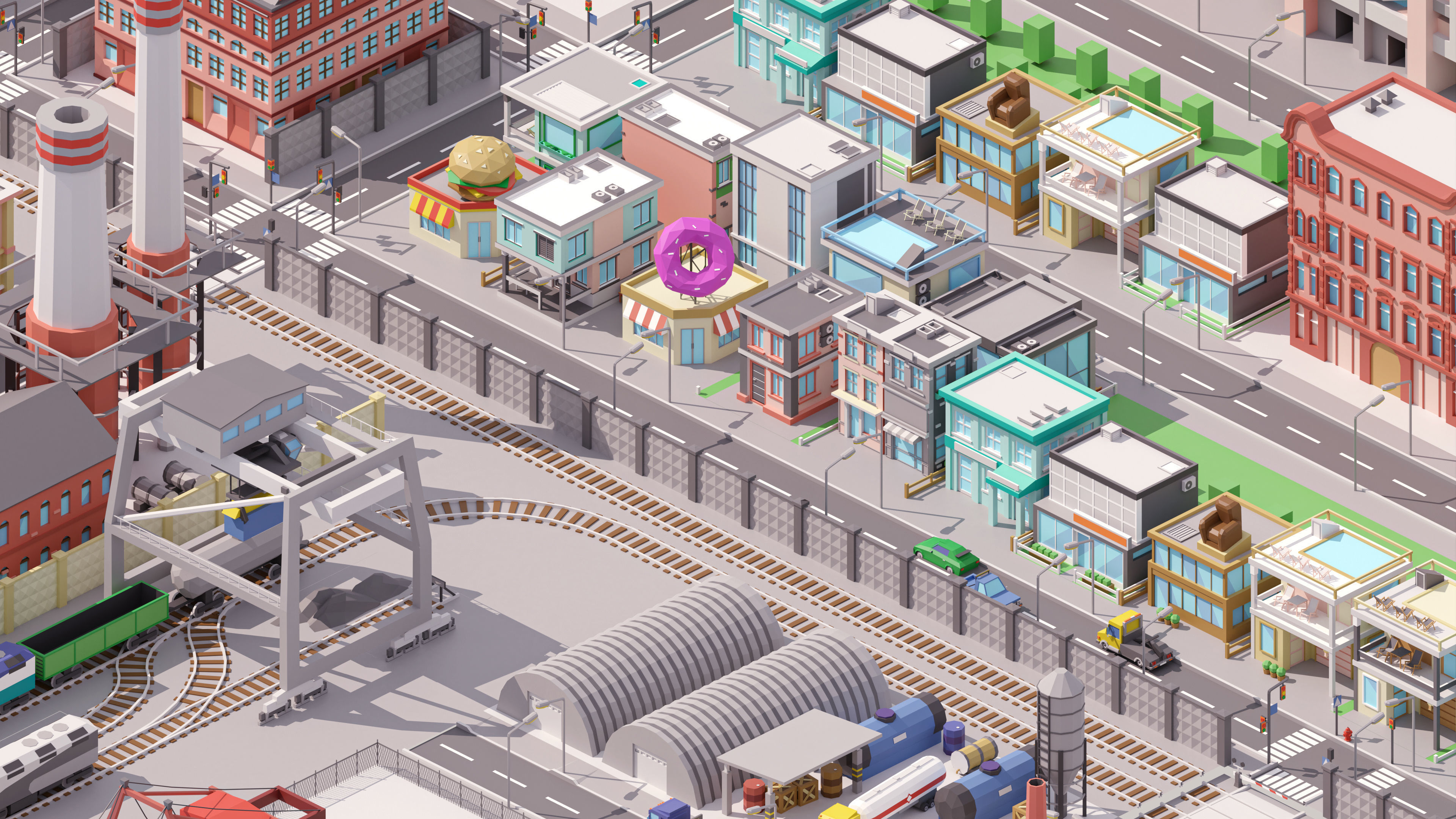 Industrial City Low-poly 3D model_22