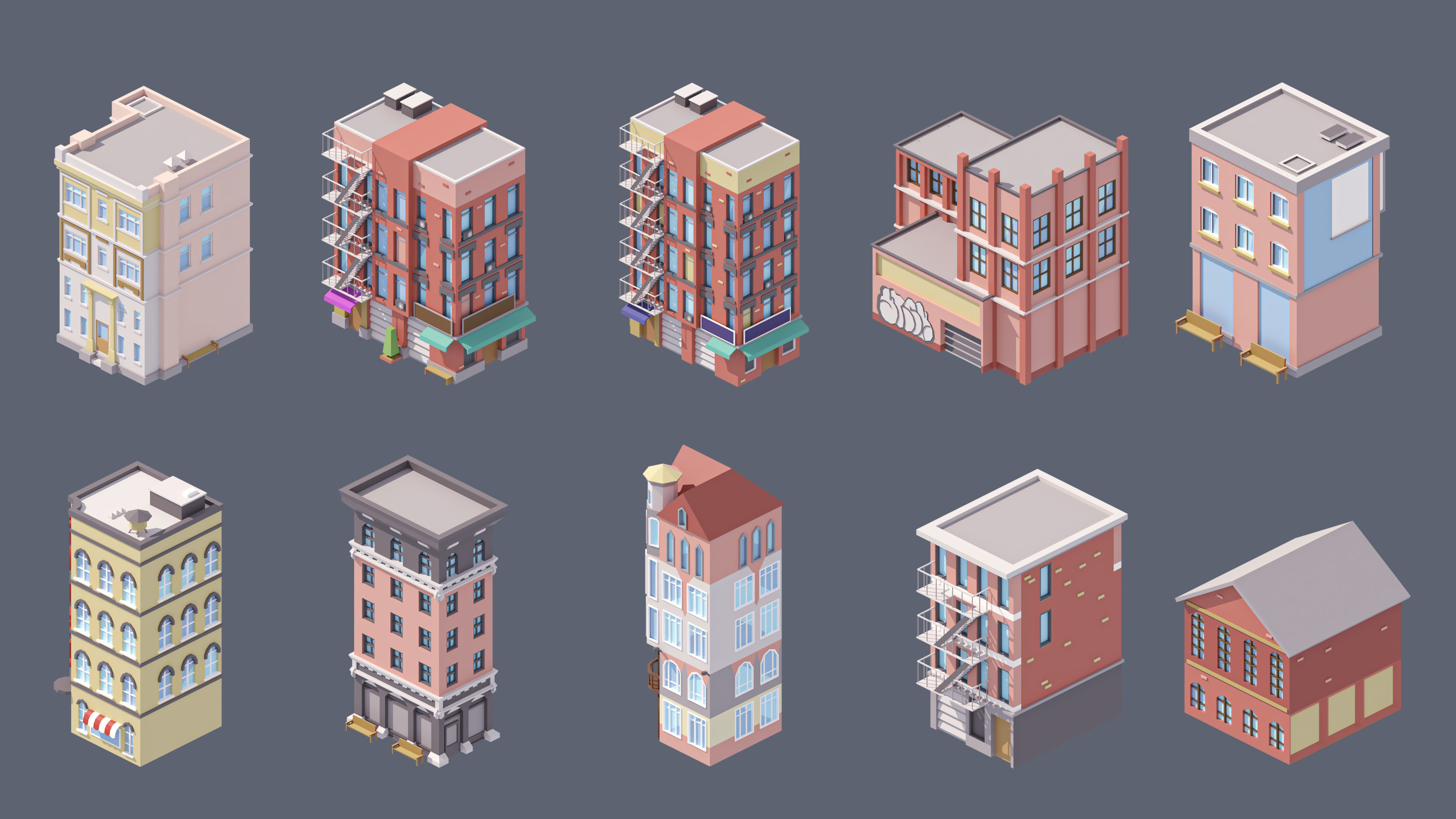 Industrial City Low-poly 3D model_27