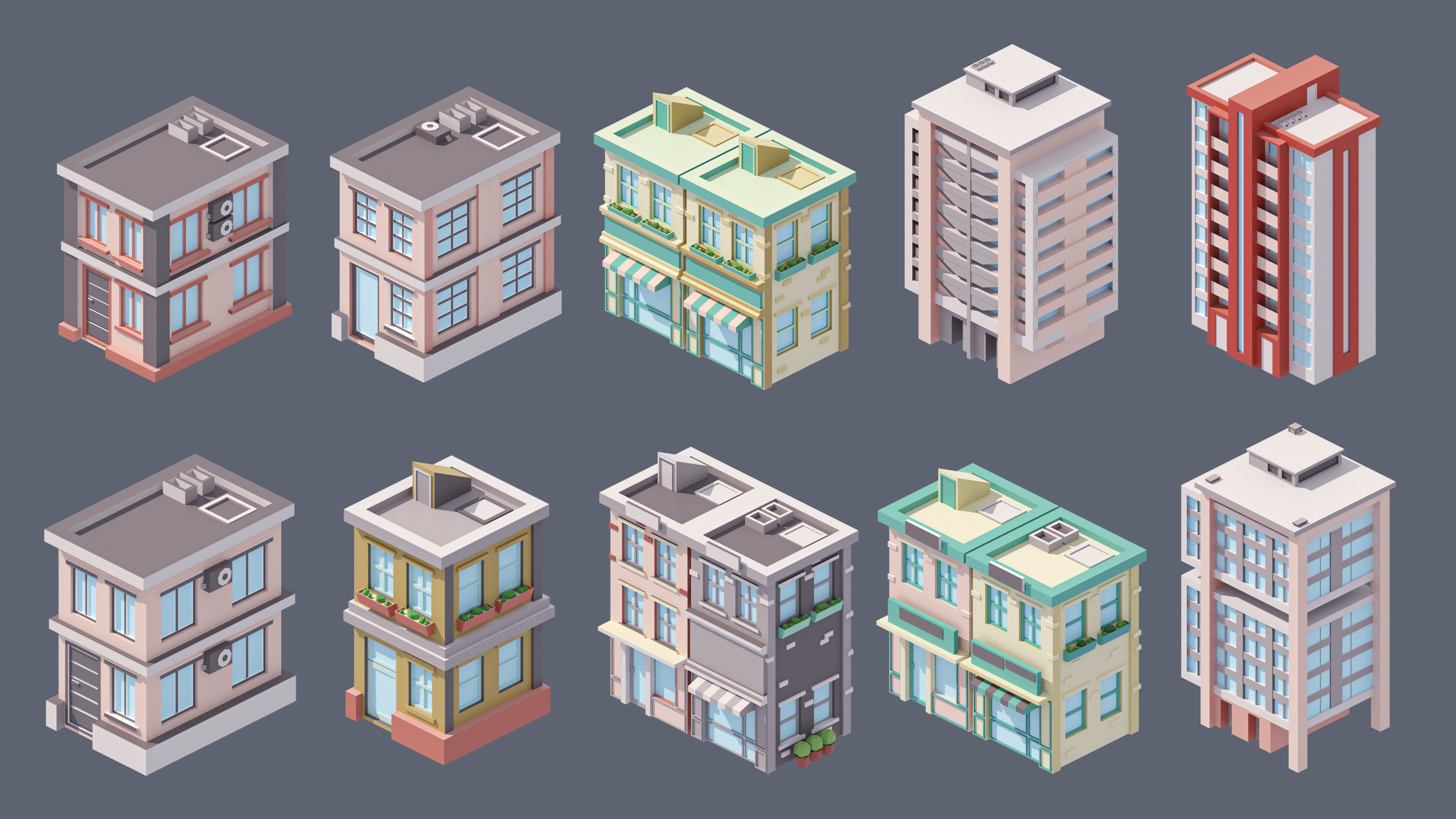 Industrial City Low-poly 3D model_31