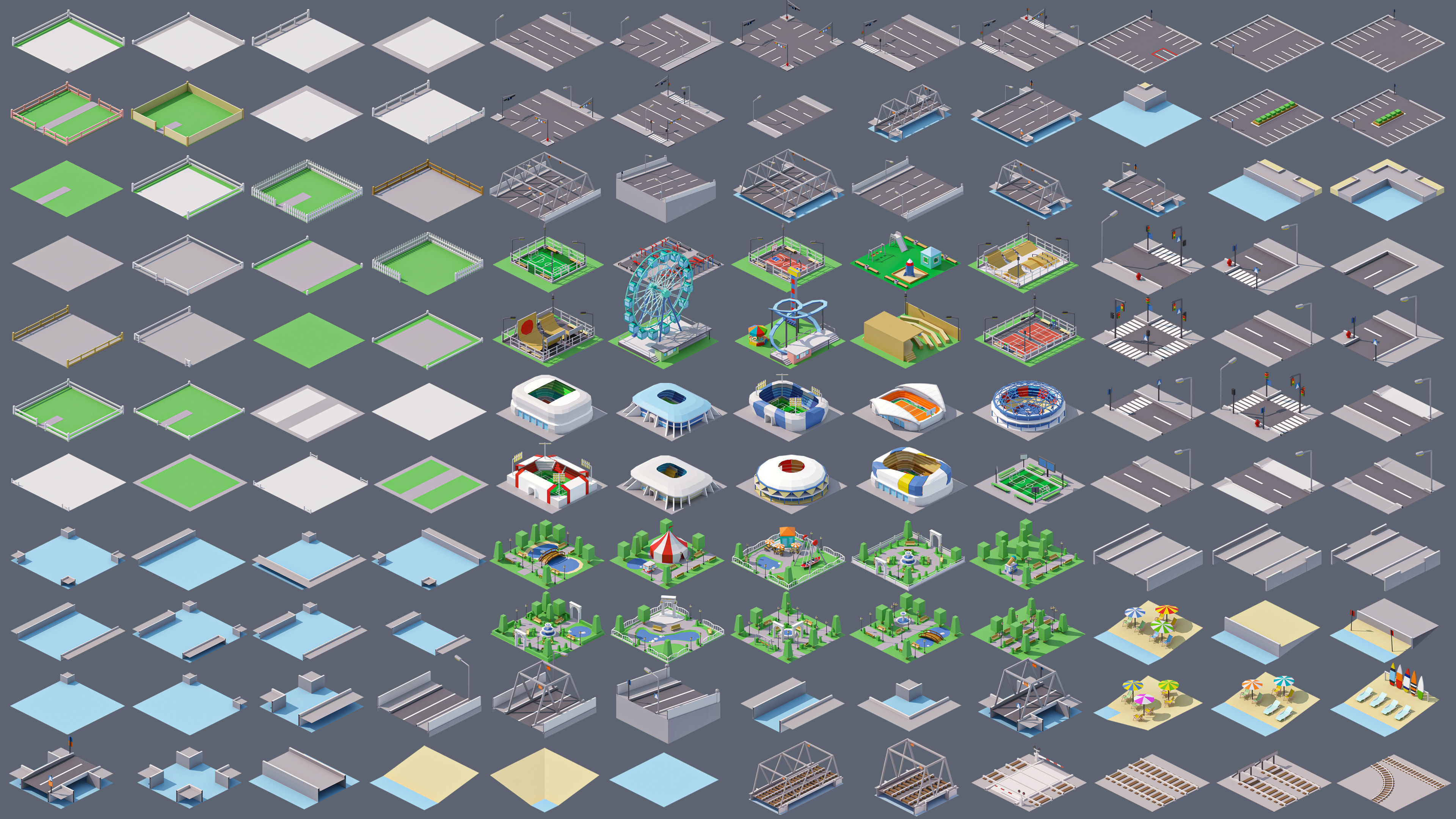 Industrial City Low-poly 3D model_4