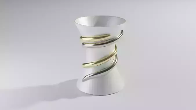 Ceramic vase  stylized with gold and metal