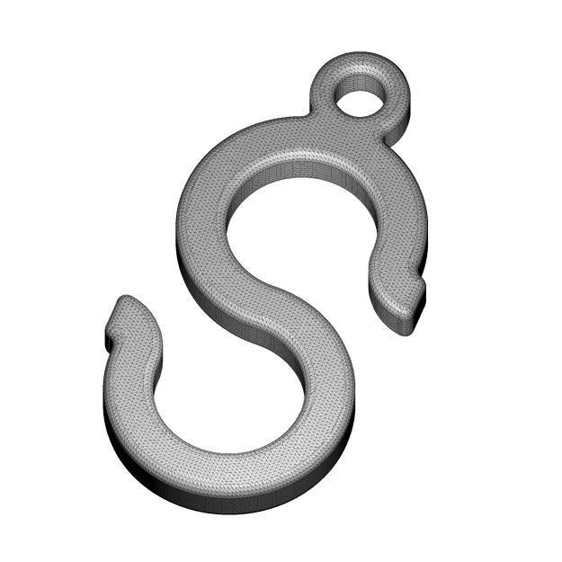 Classic Letter S - Pendant 3D print model_2