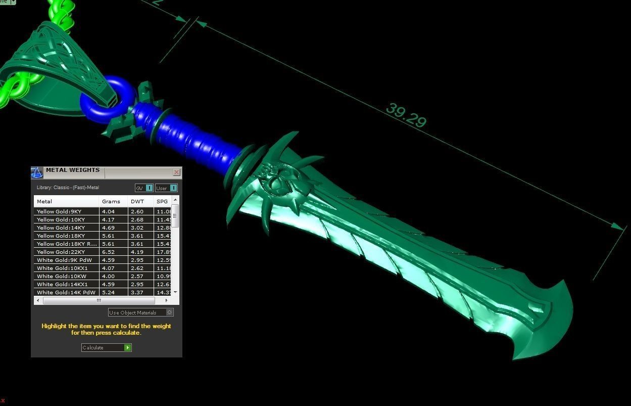  beautyful  pendant sword 3D print model_6