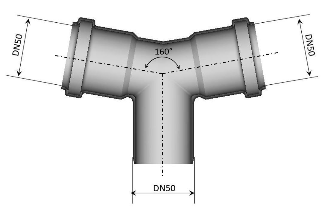 Printable HT DN 50 T-Connector  3D print model_1