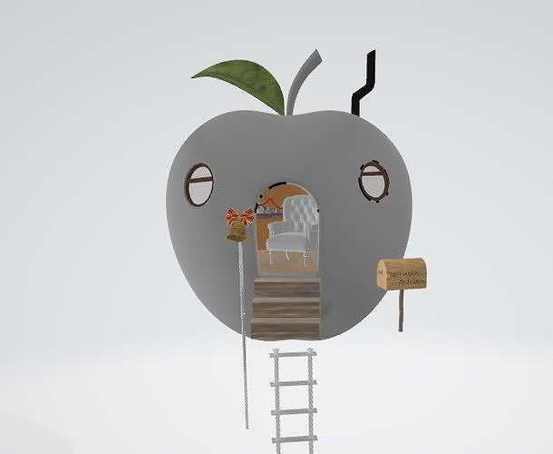 Tiny apple house for a witch Free 3D model