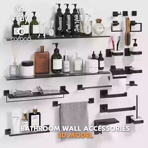 bathroom accessories black Low-poly 3D model