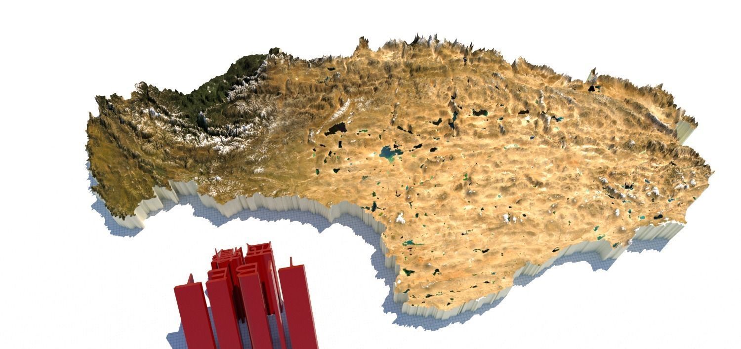 Tibet 3D Terrain Digital Elevation Model low high resolution 3D model_4