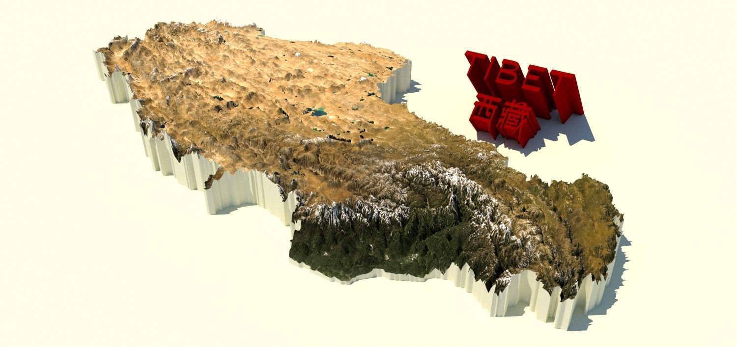 Tibet 3D Terrain Digital Elevation Model low high resolution 3D model_2