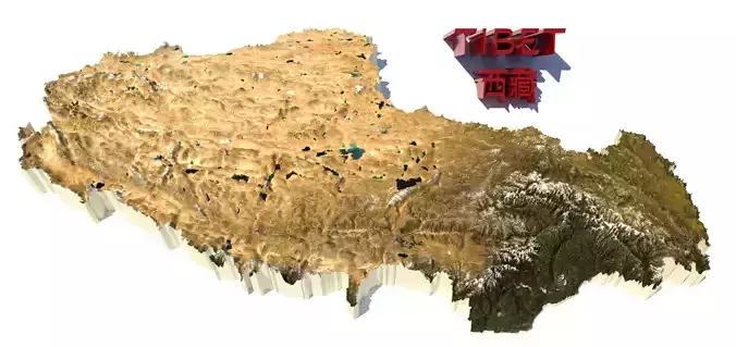 Tibet 3D Terrain Digital Elevation Model low high resolution