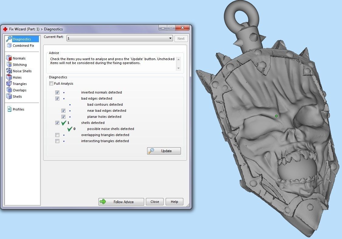 pendant shield with skull 3D print model_5