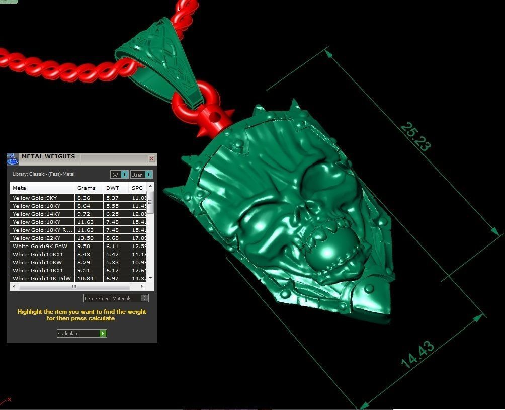 pendant shield with skull 3D print model_3