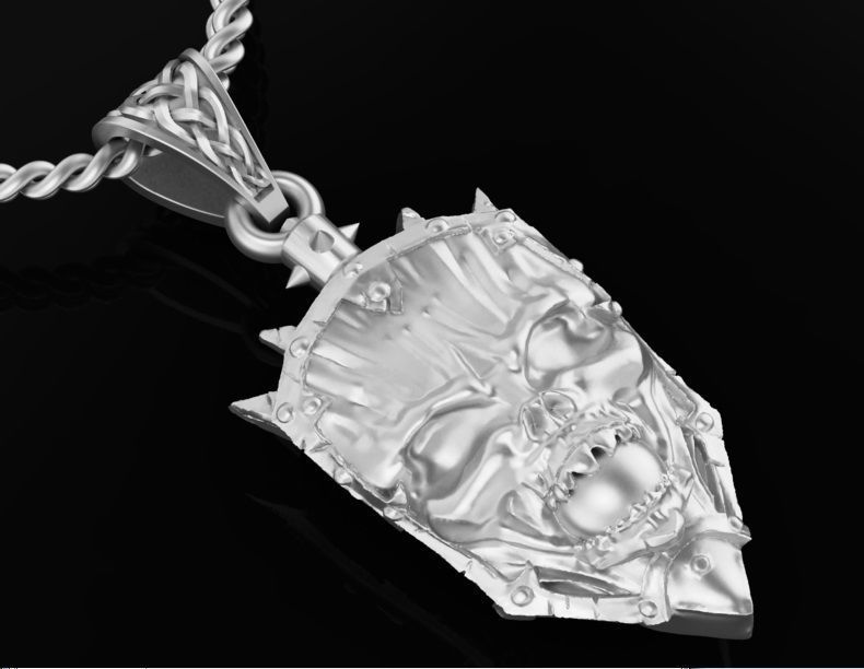 pendant shield with skull 3D print model_2