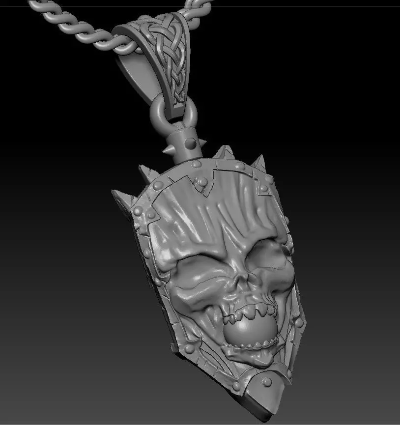 pendant shield with skull 3D print model_0