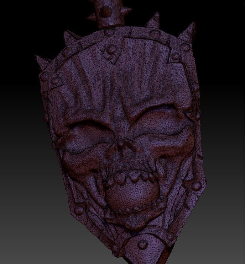 pendant shield with skull 3D print model_4