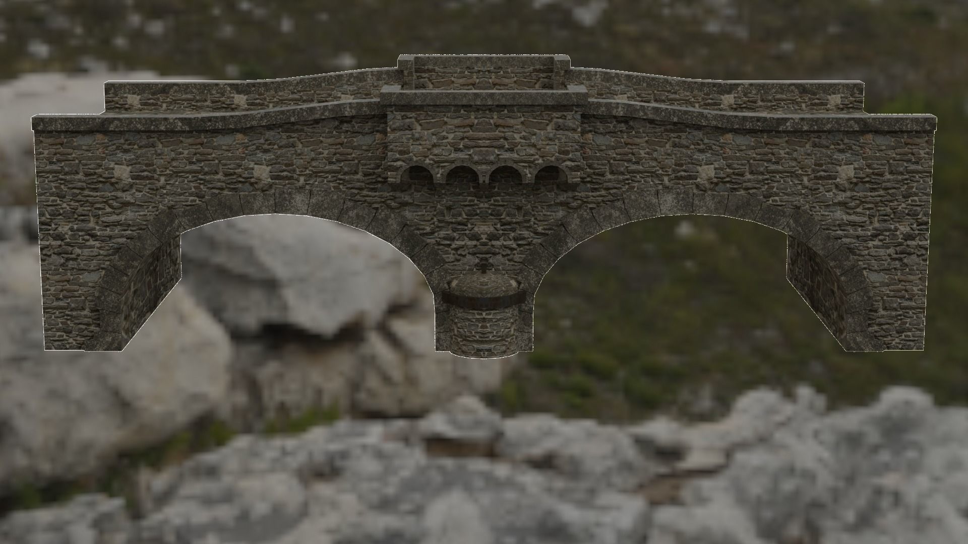 Stone Bridge Free low-poly 3D model_5