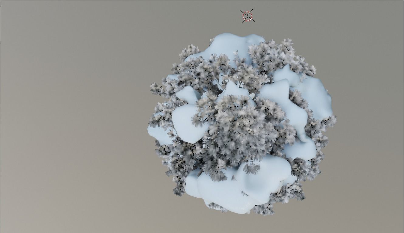 Pinus-winter snowball flying in air 3D model_4