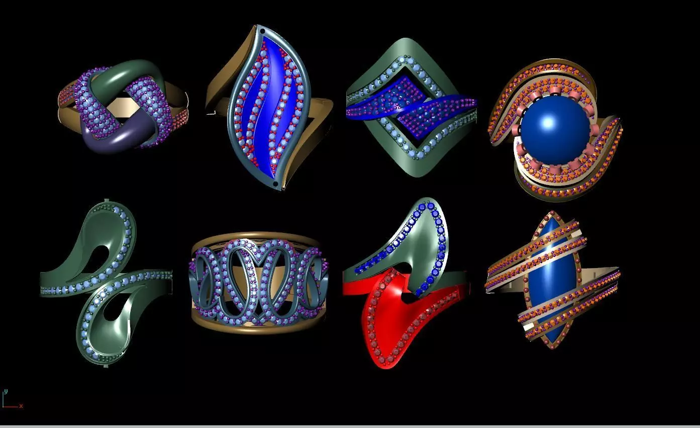 8 models fantasia ring women 3D print model