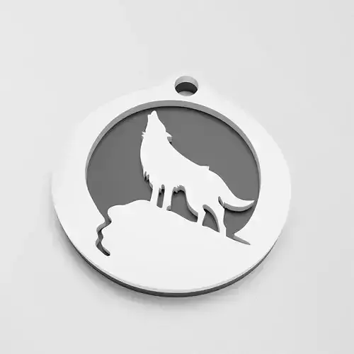 Printable Wolf Pendant Keychain
