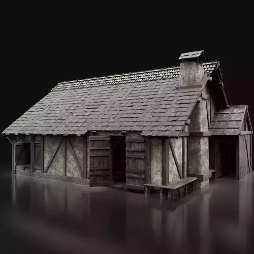 ENTERABLE AAA NEXT GEN MEDIEVAL CITY TOWN VILLAGE HUT Low-poly 3D model