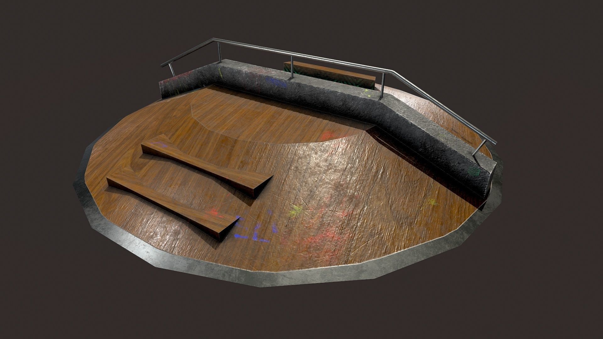 Skate ramp2 Low-poly 3D model_2