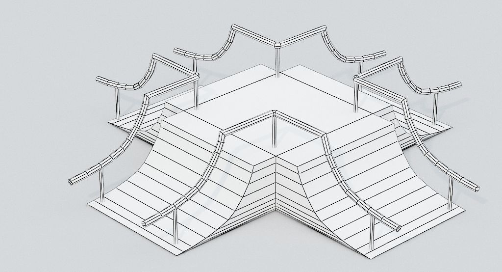 Skate ramp3 Low-poly 3D model_4