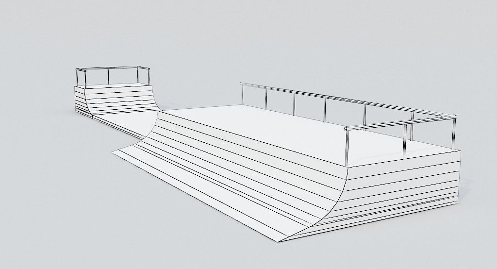 Skate ramp5 Low-poly 3D model_5