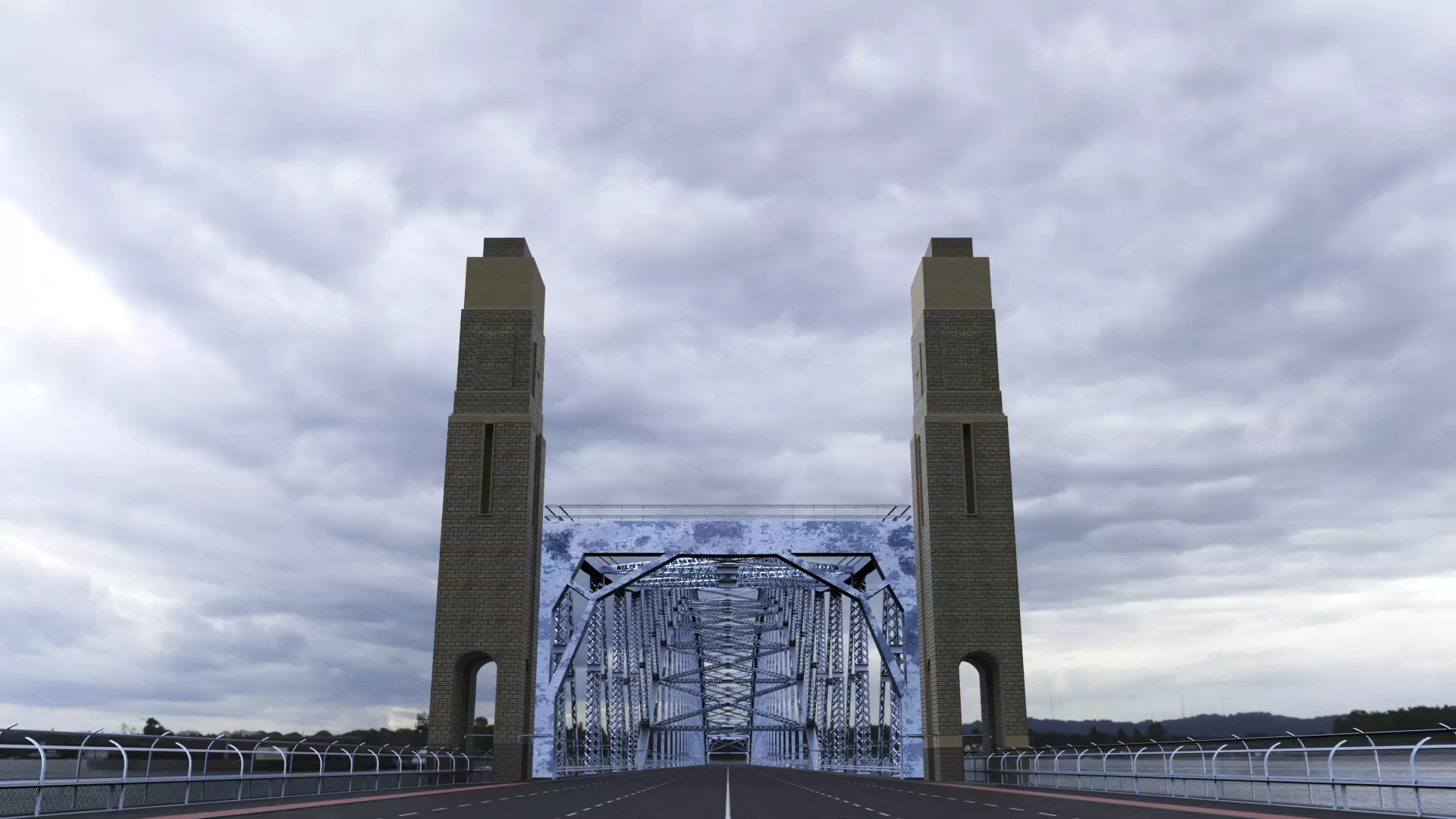 Steel Through Arch Bridge 3D model_0