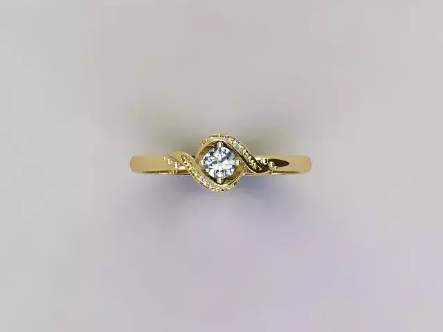 Ring 3D print model gold with diamond in center