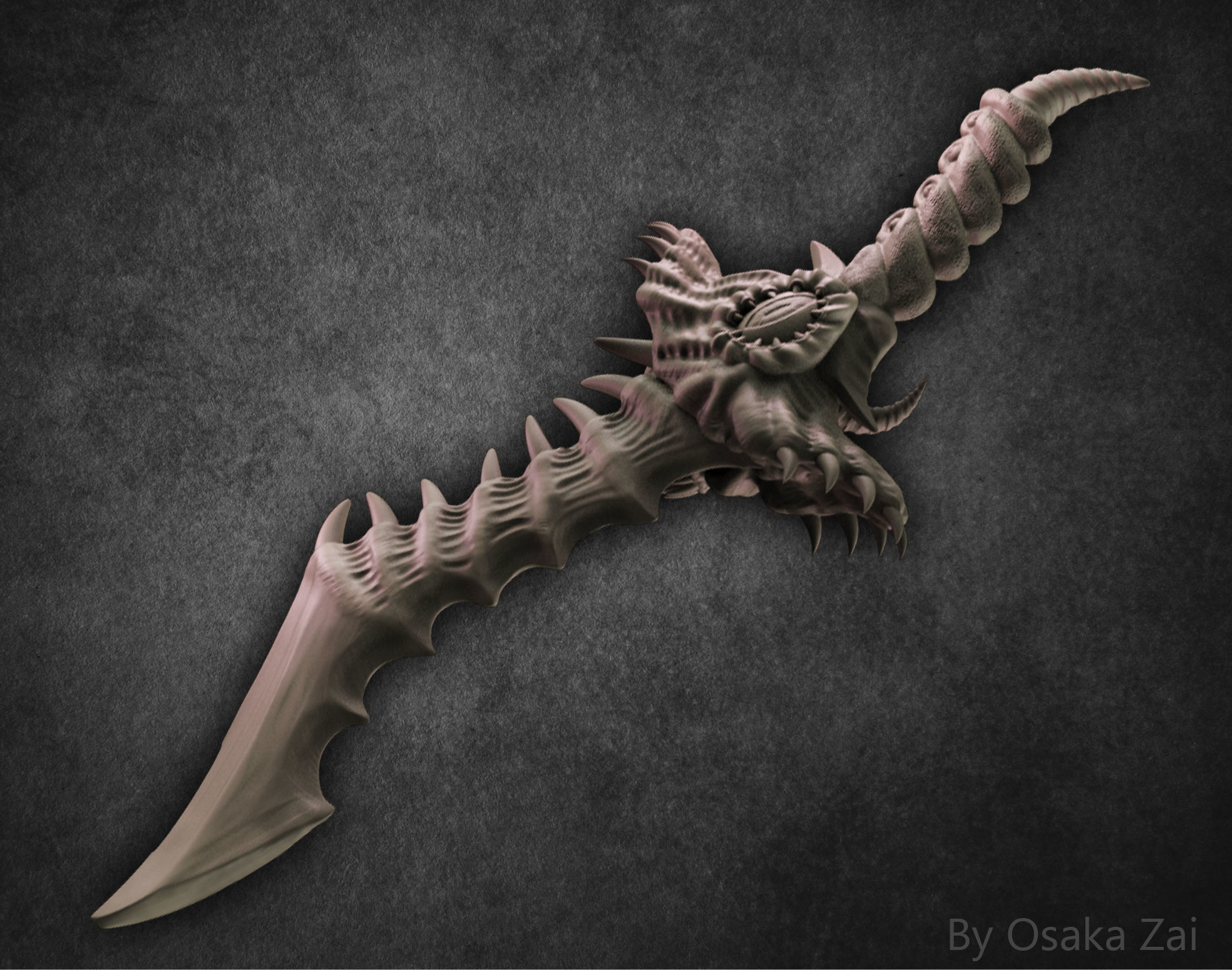 Demon Blade 3D printable prop 3D print model_10