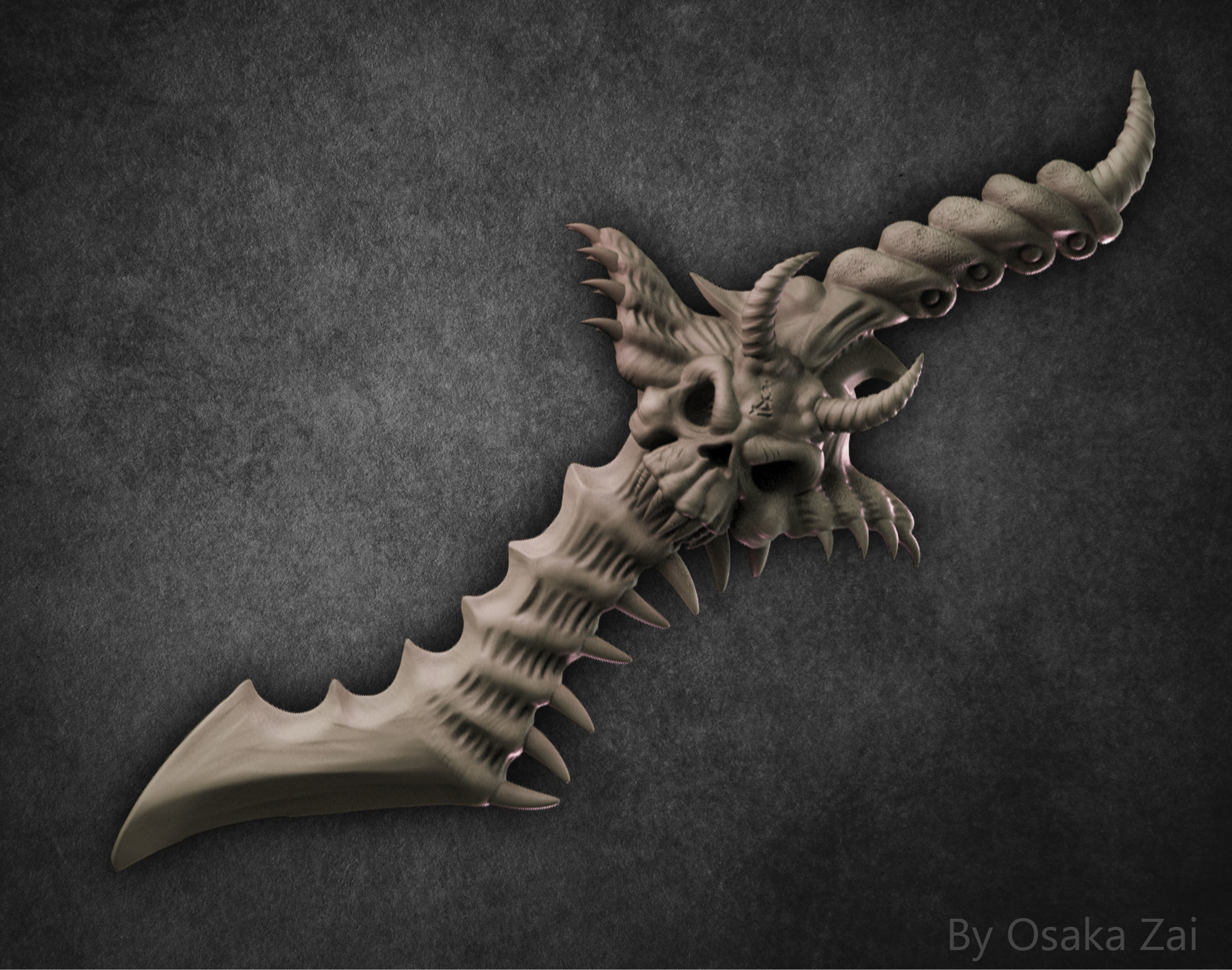 Demon Blade 3D printable prop 3D print model_13