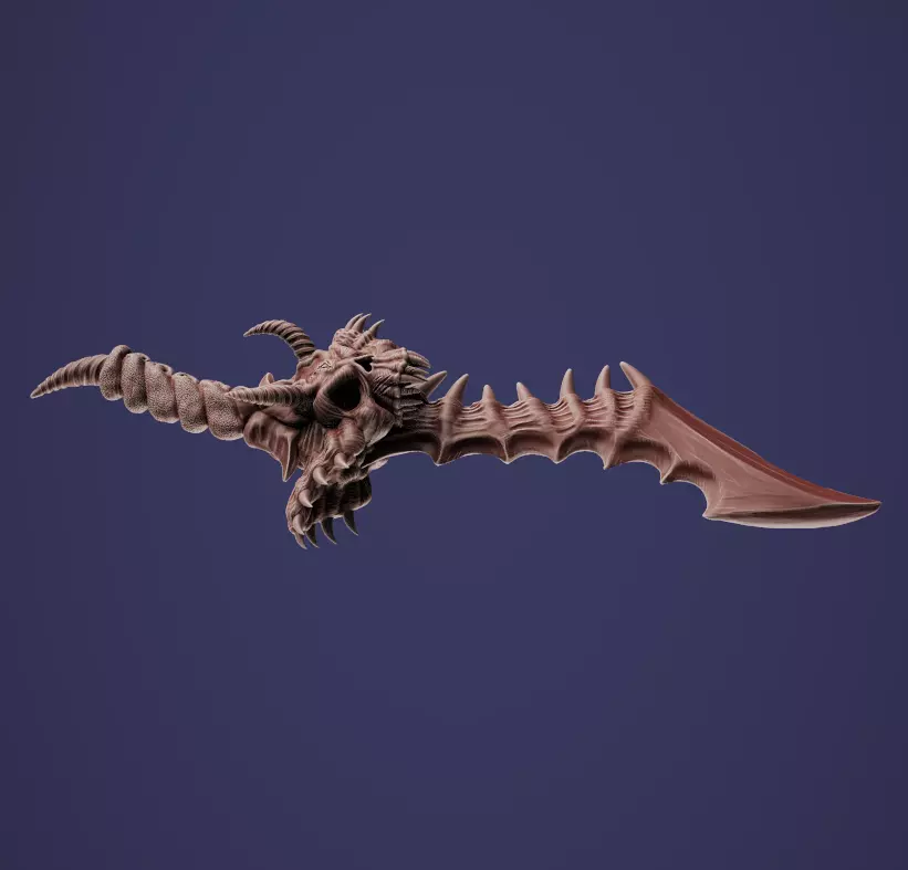 Demon Blade 3D printable prop 3D print model_0