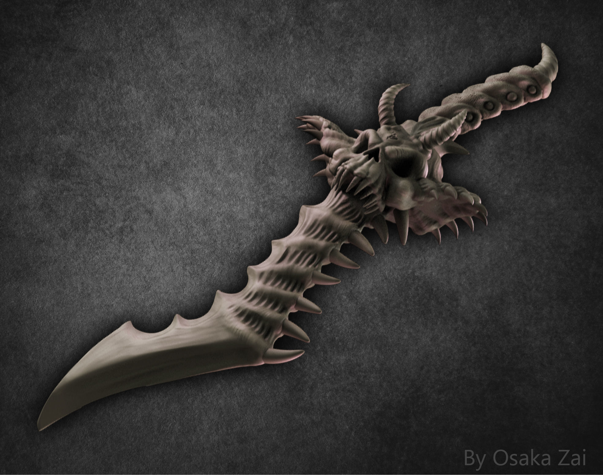 Demon Blade 3D printable prop 3D print model_11