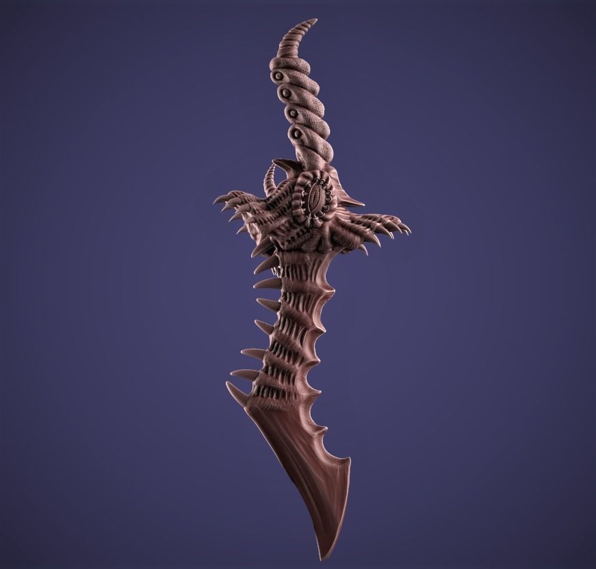 Demon Blade 3D printable prop 3D print model_3