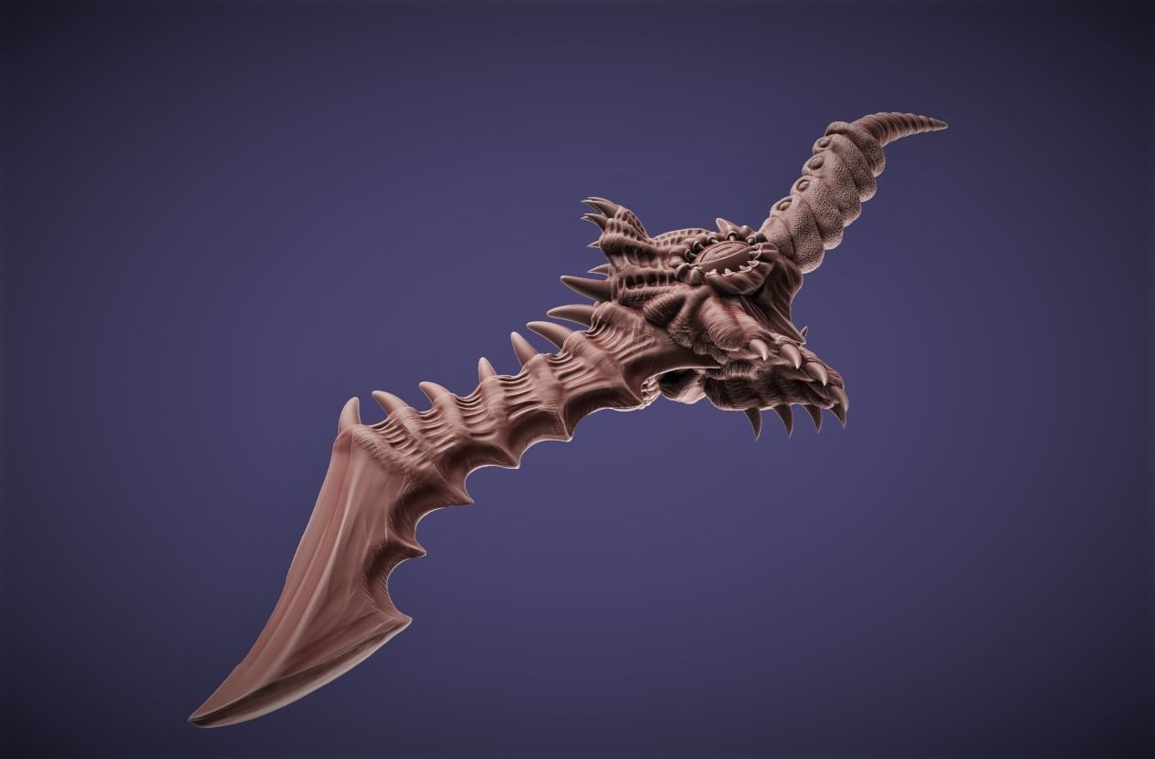 Demon Blade 3D printable prop 3D print model_1