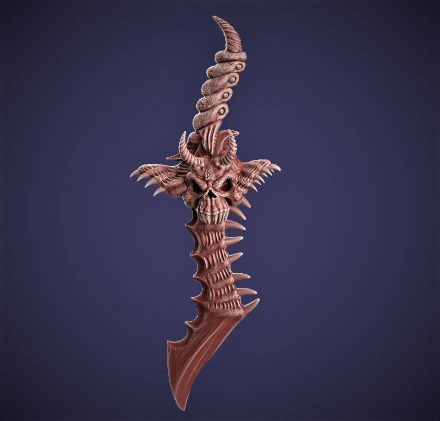 Demon Blade 3D printable prop 3D print model_8